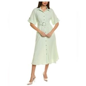 Elie Tahari The Eden Belted Midi Dress size 12 Seersucker Green NWT Career